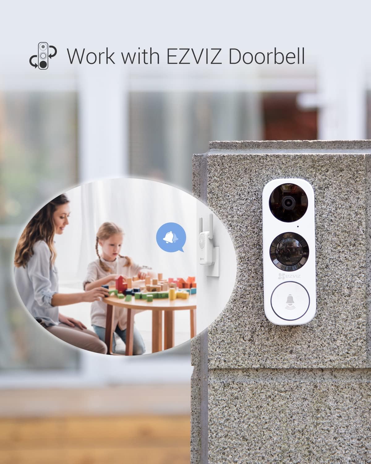 EZVIZ Video Doorbell Camera, 2.4Ghz/5Ghz Wi-Fi 1080P Security Camera with AI-Human Detection, 2-Way Audio, Existing Wiring Required | DB1C