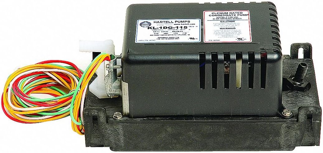 Hartell 801049, Condensate Pump, Model KL-1DG, 208/230 VAC With Auxiliary Switch, 1" and 1-3/4" Inlet, 18 ft Maximum Lift