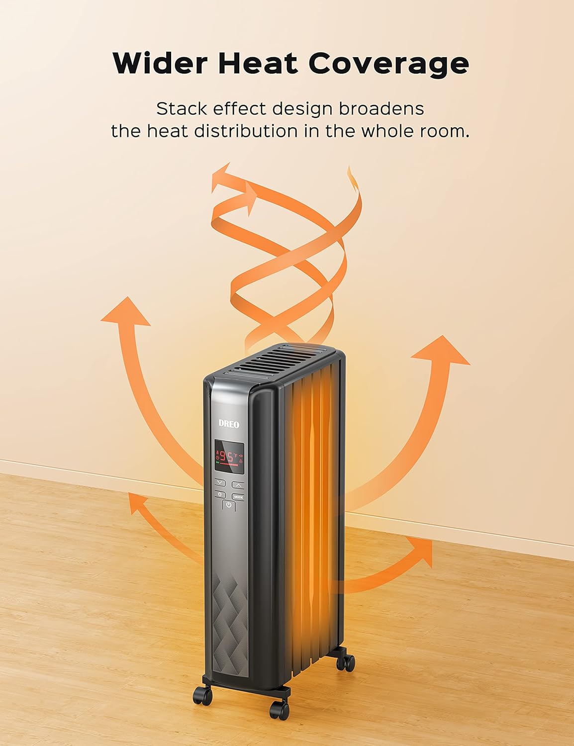 Dreo Radiator Heater, Upgrade 1500W Electric Portable Space Oil Filled Heater with Remote Control, 4 Modes, Overheat & Tip-Over Protection, 24h Timer, Digital Thermostat, Quiet, Indoor
