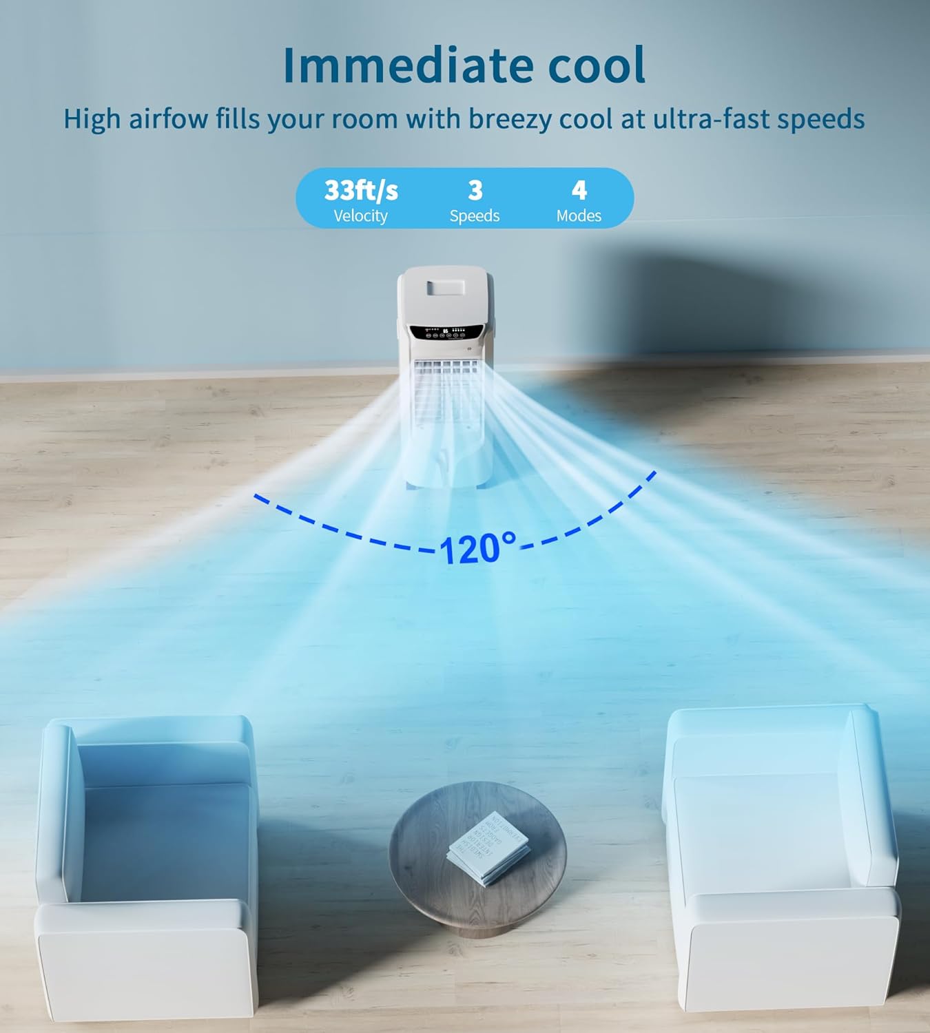 Swamp Cooler Air Conditioner,Evaporative Air Cooler with 4.2-Gal Tank,120° Oscillation,4 Ice Packs,3-In-1 Portable Evaporative Cooler Cooling Fan for Indoor Room Bedroom Garage Outdoor (31IN)