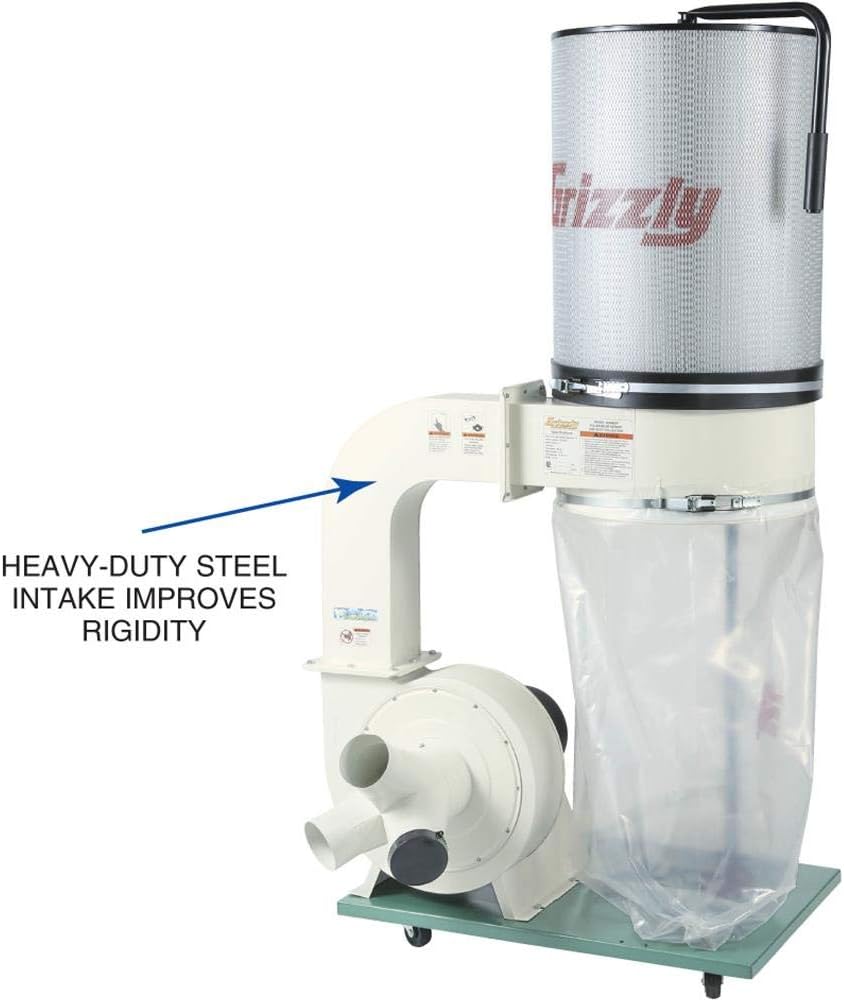 Grizzly G0548ZP 2 HP Canister Dust Collector with Aluminum Impeller - Polar Bear Series