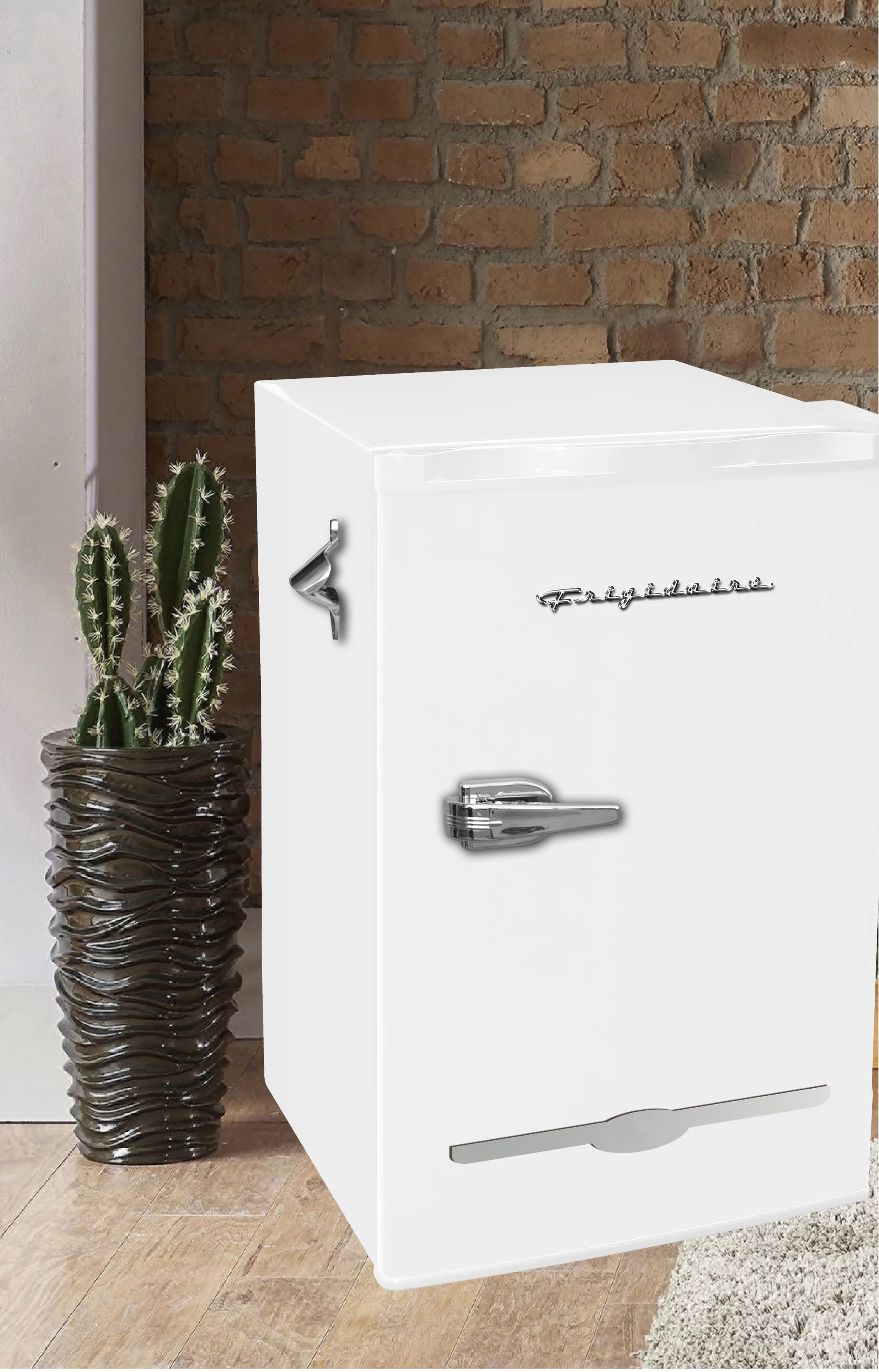 Frigidaire 3.2 Cu Ft Retro Mini Fridge With Side Bottle Opener, (EFR376) White