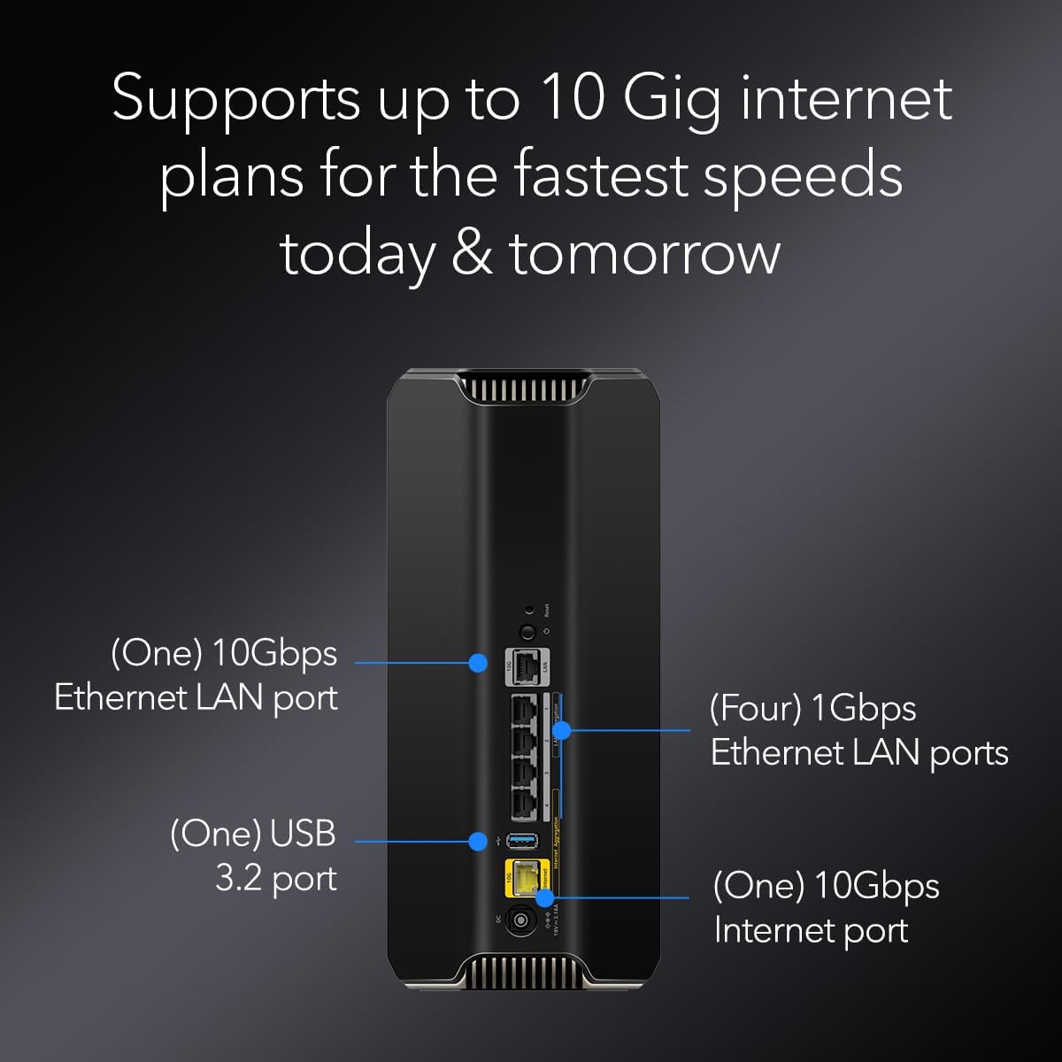 NETGEAR Nighthawk Tri-Band WiFi 7 Router (RS700S) - BE19000 Wireless Speed (up to 19Gbps) – 10 Gig Port - Coverage up to 3,500 sq. ft., 200 Devices – 1-Year Armor Included