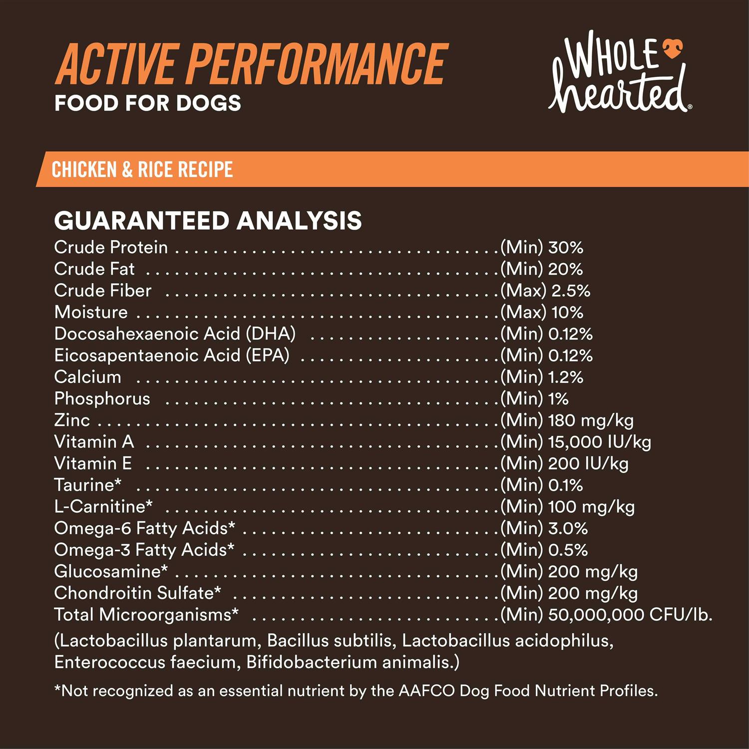 WholeHearted Active Performance High-Protein Chicken &amp; Rice Recipe Dry Dog Food - Pet Supplies online store