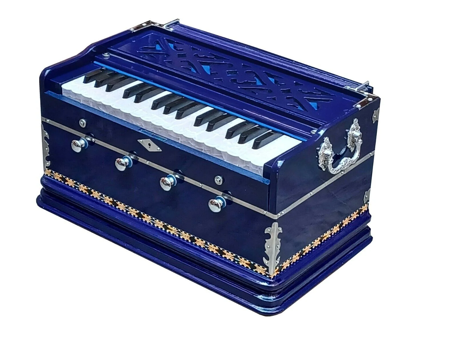 Naad HARMONIUM BLUE~4 STOPS~2 OCTAVES~7 FOLD BELLOW~DOUBLE REEDS~42 KEY~440Hz~KIRTAN 2023 - Natural