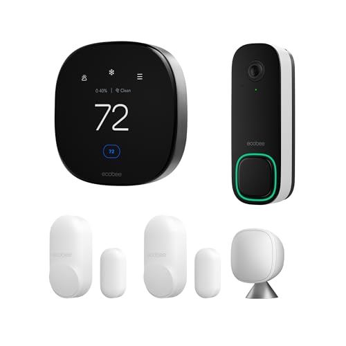 ecobee Smart Thermostat Premium with Siri and Alexa and Built in Air Quality Monitor and Smart Sensor with SmartSensor for Doors and Windows