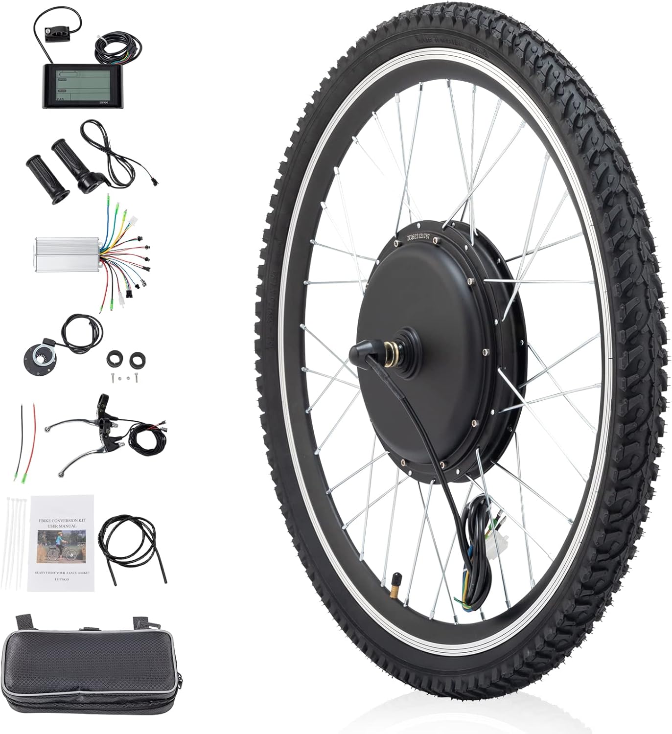 26" 48V 1000W Electric Fat Bike Conversion Kit Rear Wheel E-Bike Hub Motor Conversion Kit with LCD Display for Fat Tire Bike Frame Ebike Wheel Kit Cycling Brushless Gearless Hub Motor Kit