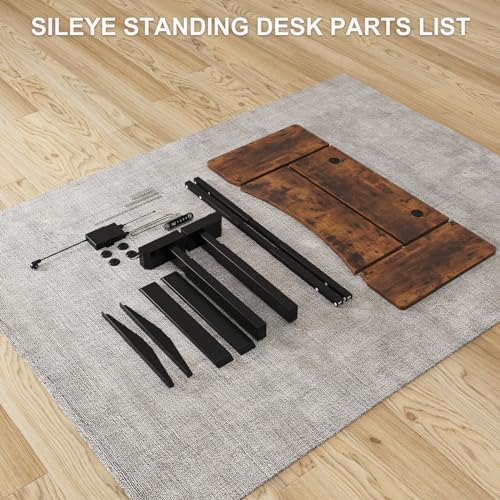 Height Adjustable Electric Standing Desk with Splice Board, 55x30 Inch, Rustic Brown
