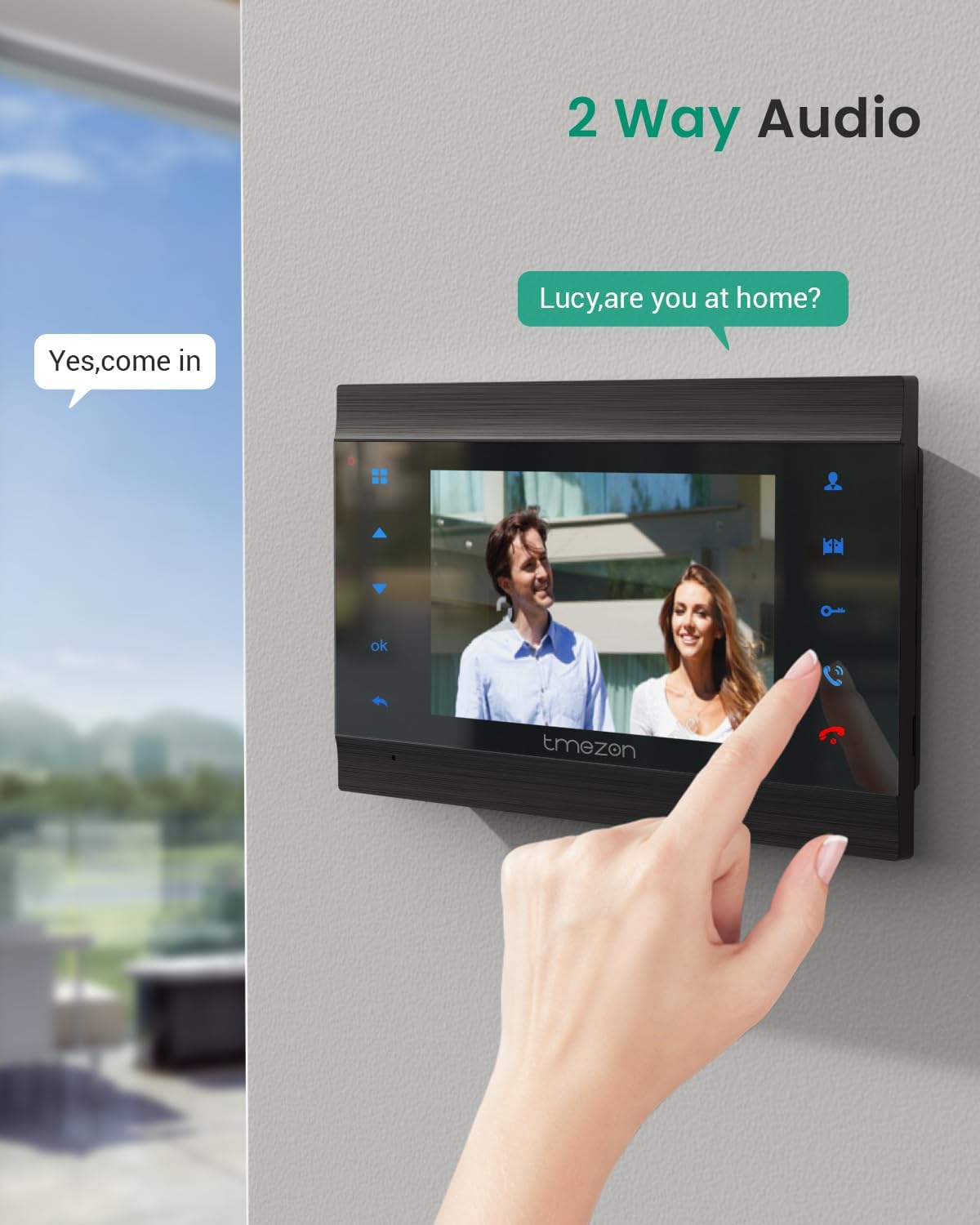TMEZON Wireless WIFI Video Door Phone IP Doorbell Intercom System with Camera 7 Inch Monitor with 1080P Wired Camera Night Vision,No Monthly Fees, Support Remote Unlock Door Release,Snapshot, Tuya