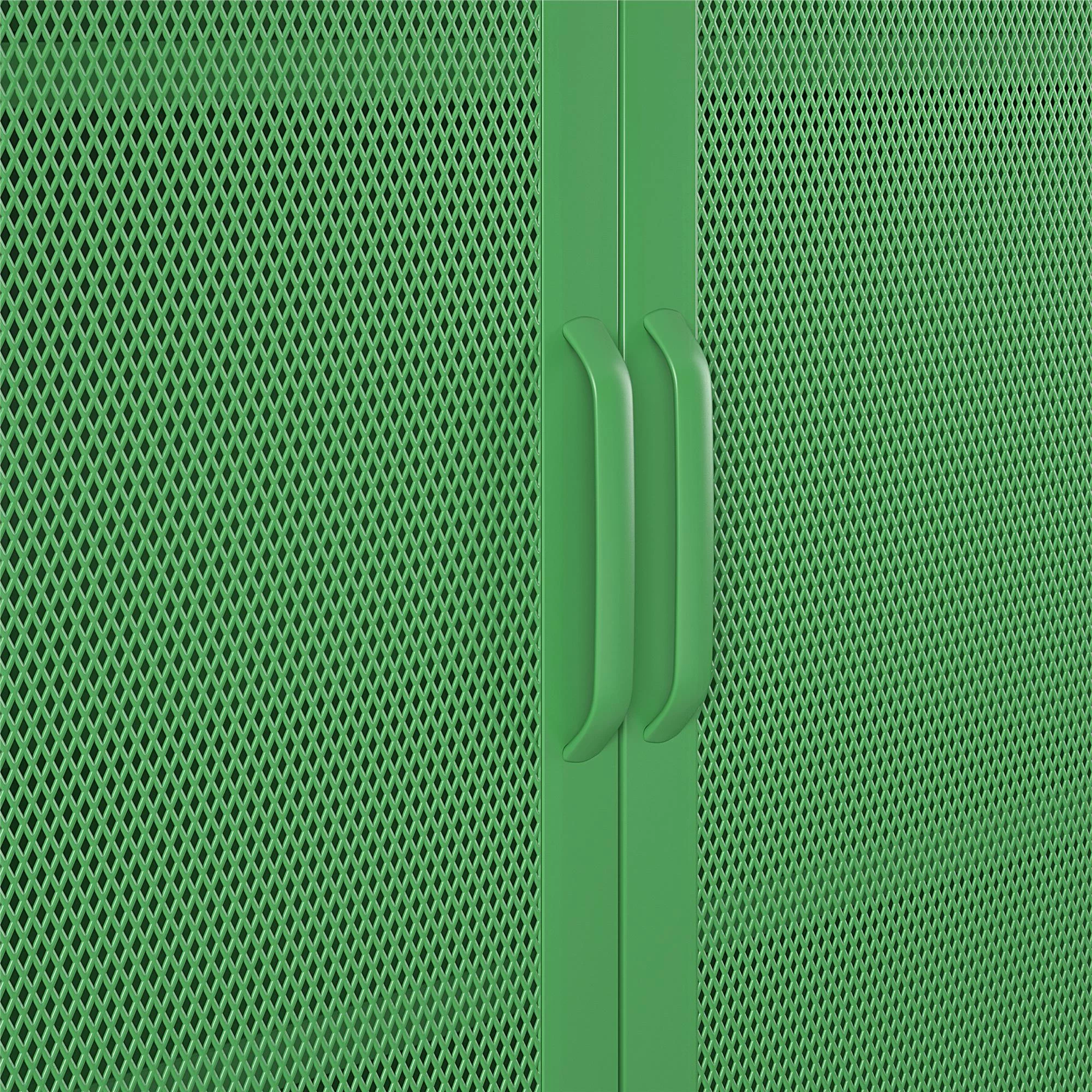 Novogratz Channing 2 Door Accent Cabinet-Mesh Metal Locker, Kelly Green