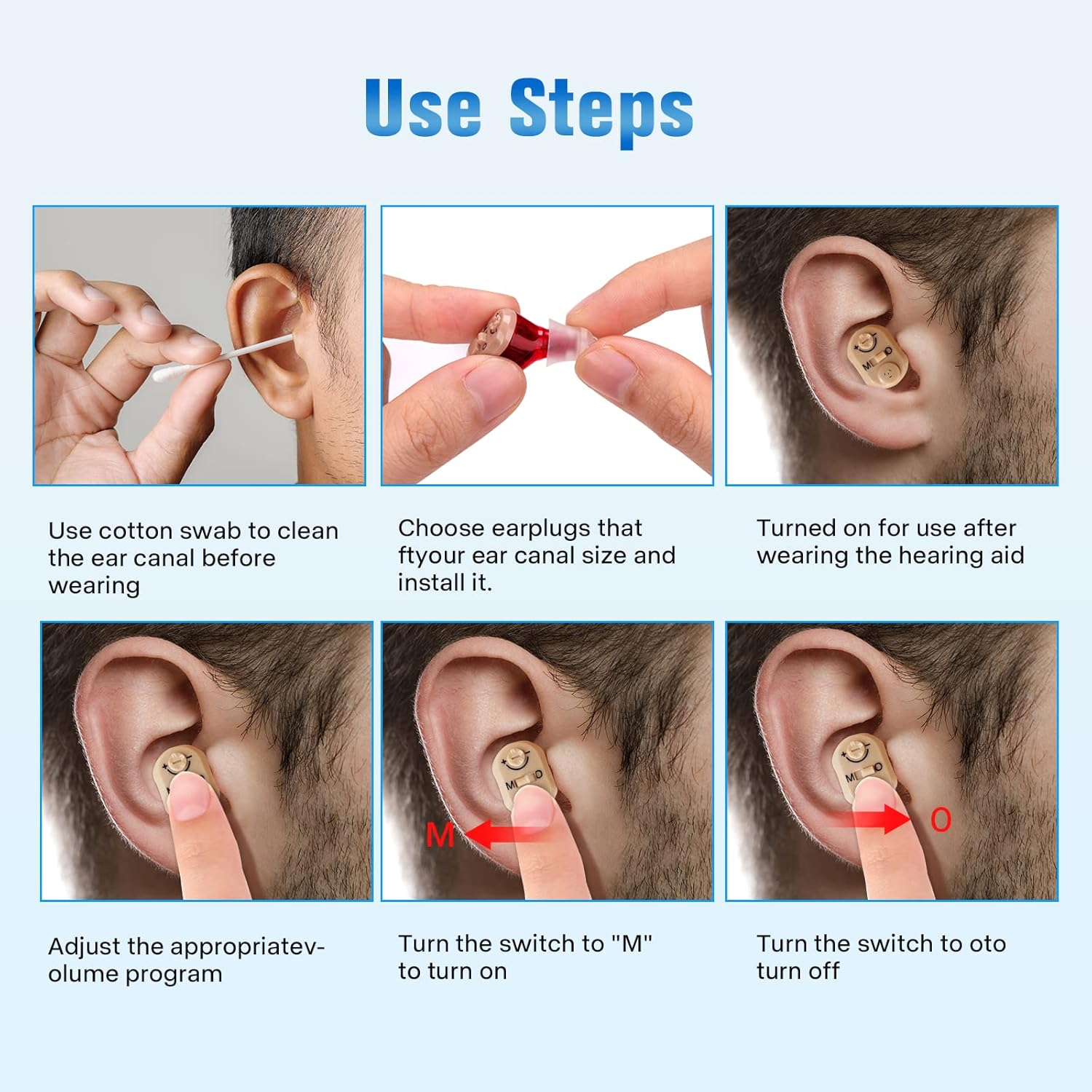 New Hearing Aids, Rechargeable Hearing Amplifier to Aid Adults Seniors Hearing, Invisible Hearing Aid for Noise Cancelling, Comfortable to Wear, 2 Pack（Red and Blue）