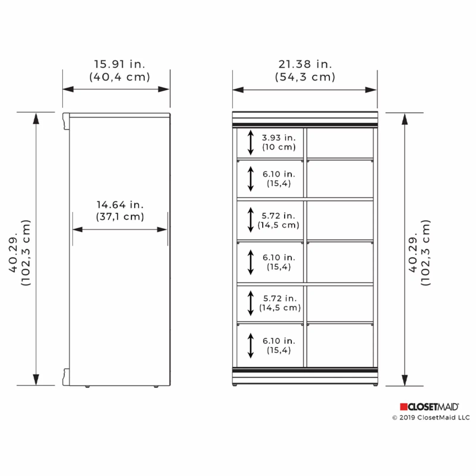 ClosetMaid Modular Closet Stackable Divided Shelf Unit