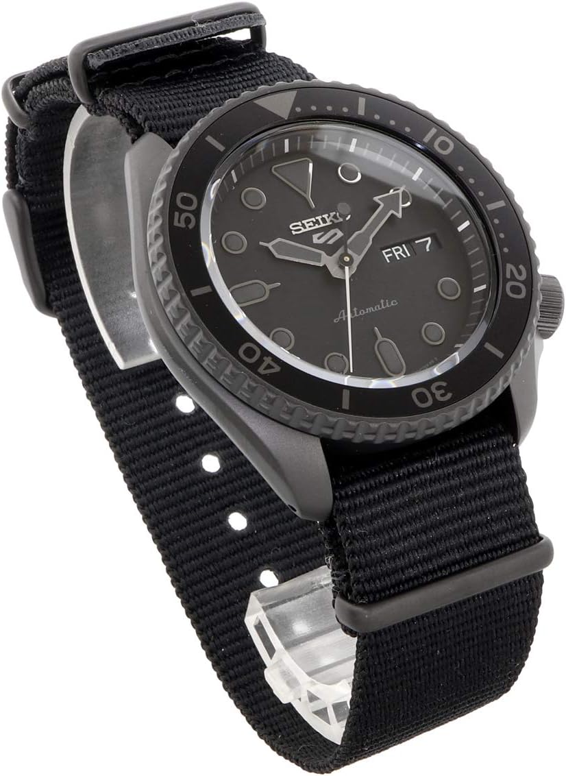 Seiko 5 Sports SKX Street Style Automatic Mechanical Wristwatch, Limited Distribution Model, Men's, Seiko Five Sports SRPD79, All Black, Black