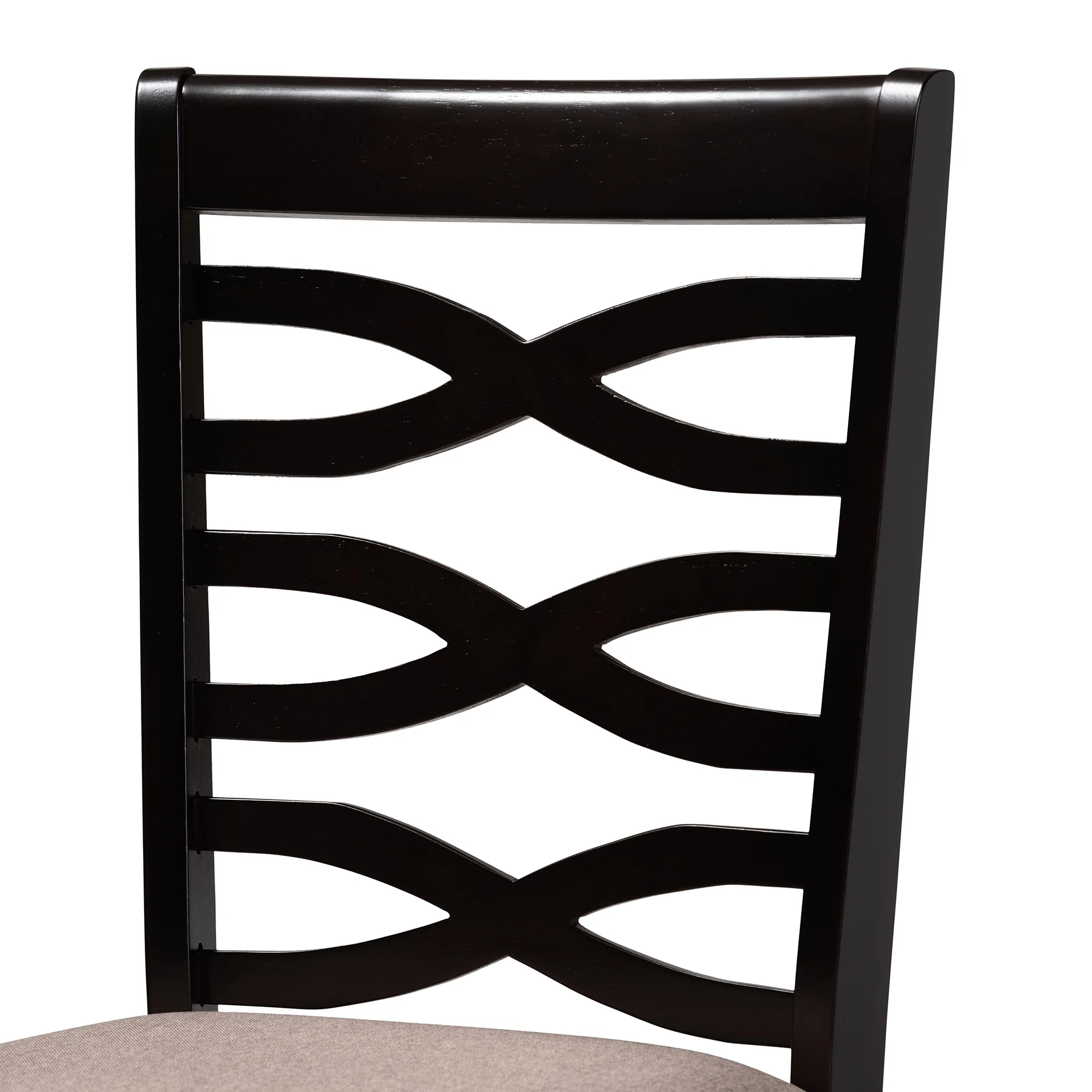 Baxton Studio Lanier Modern and Contemporary Sand Fabric Upholstered Dark Brown Finished 2-Piece Wood Dining Chair Set