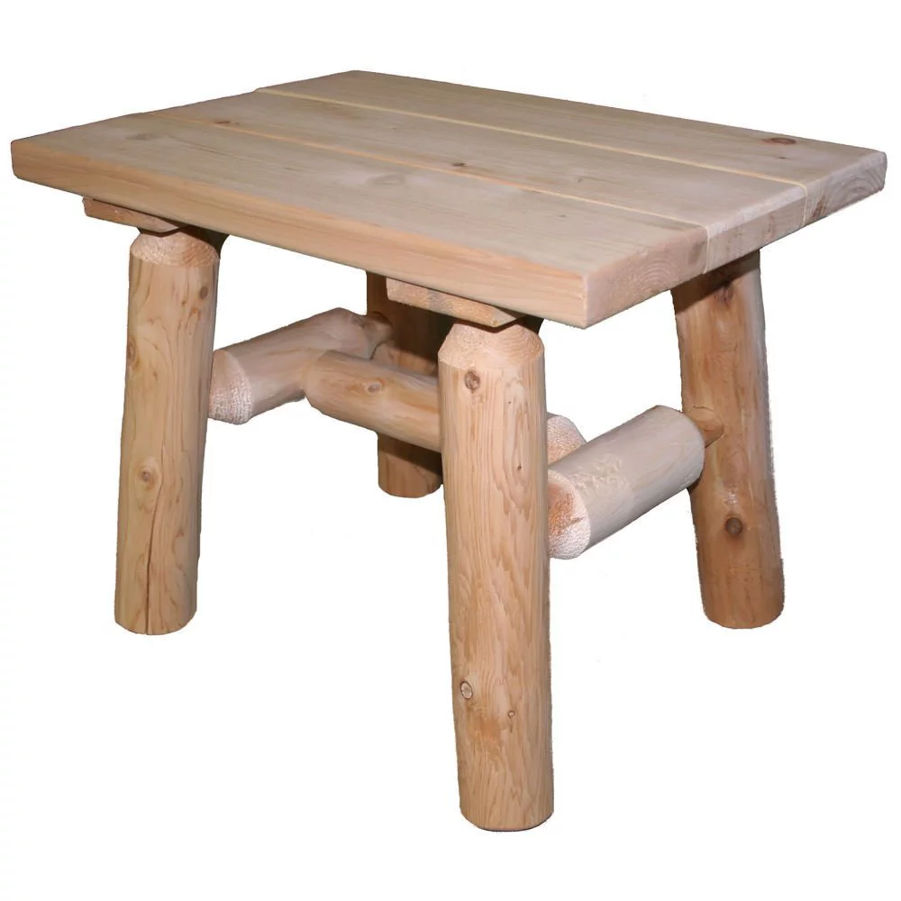 Lakeland Mills Country Cedar Outdoor Porch Swing and Stand Set with End Table