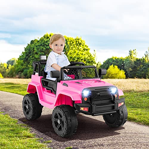 HONEY JOY Ride on Truck, 12V Licensed Toyota FJ Electric Car for Kids, Shock Suspension, LED Lights & Music, Battery Powered Kids Car to Drive, Ride On Car with Remote Control, Camouflage