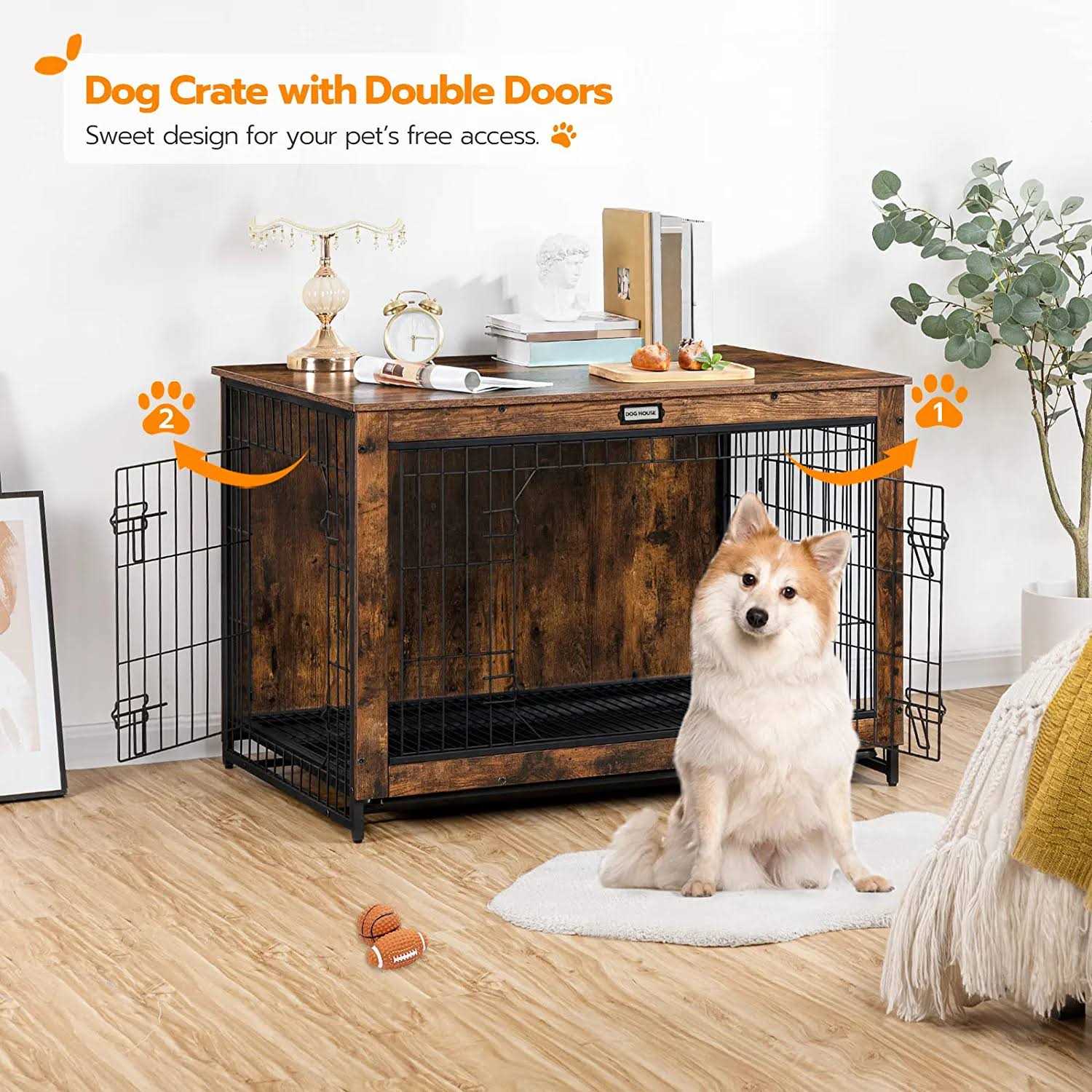 HOOBRO Dog Crate Furniture Large Dog Kennel Indoor 38.6 Wooden Pet Furniture with Pull-Out Tray - Pet Supplies online store