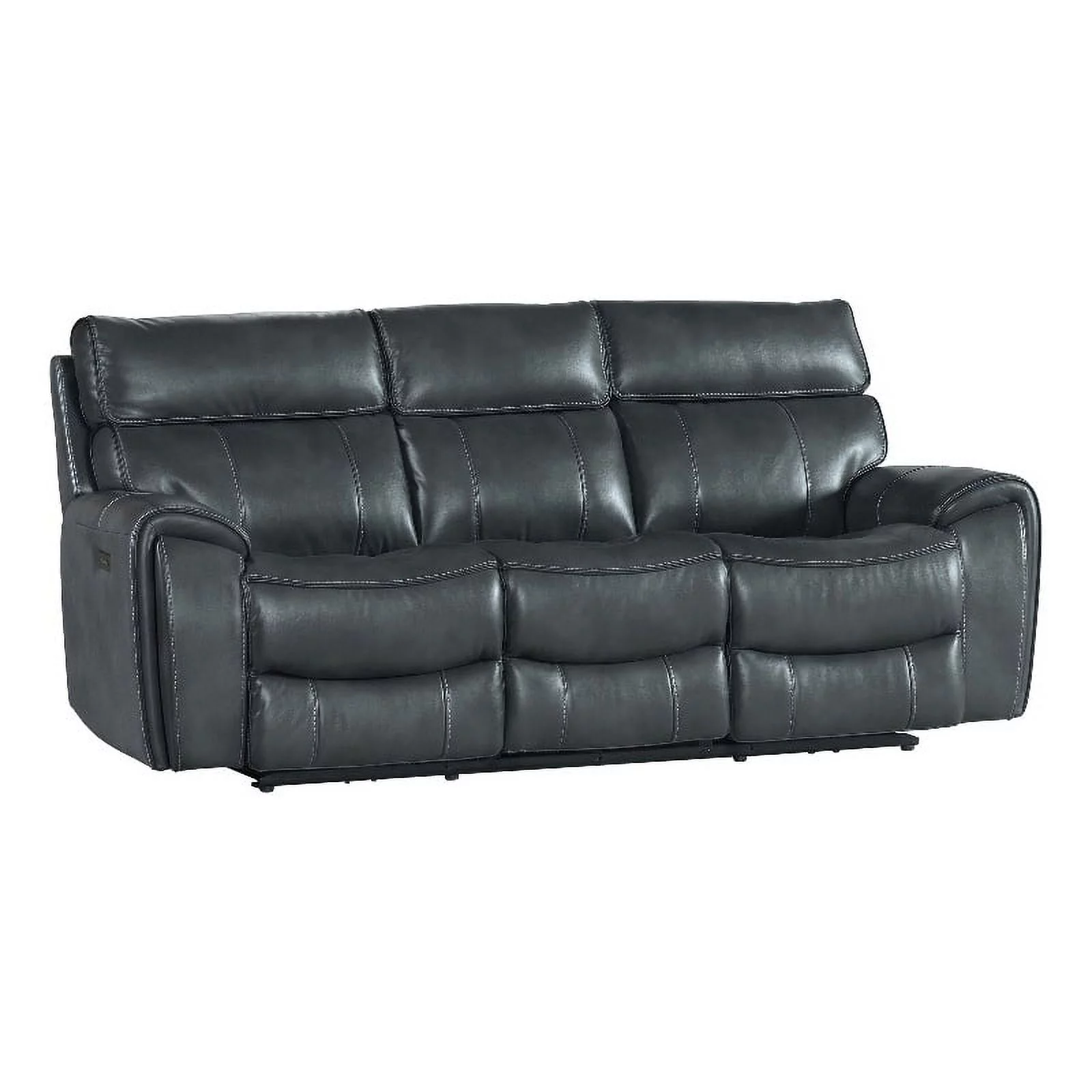 Intercon Furniture Summit Faux Leather Dual-Power Recliner Sofa in Slate Gray