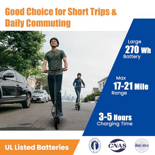 500W Electric Scooter for Adults - 17-20MPH Top Speed & 17-21-Miles Range, Foldable Commuter E-Scooter with 8.5" Solid Tires, Smart App Control, Dual Brake System, UL2272 Certified