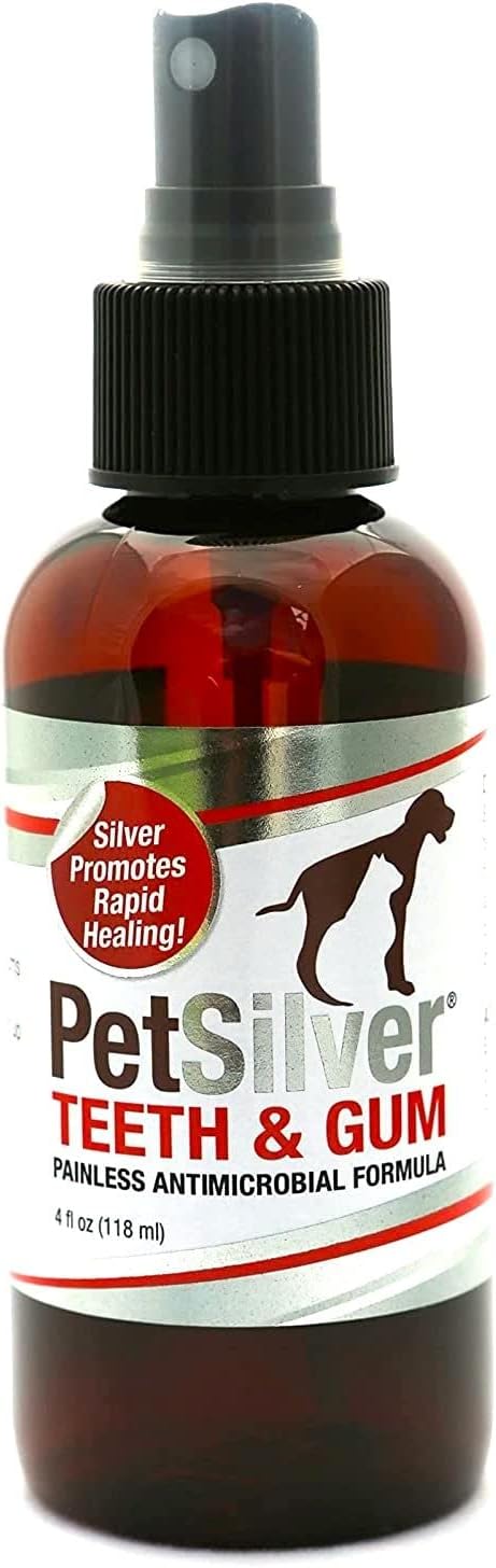 PetSilver Teeth & Gum Spray for Dogs and Cats with Chelated Silver, Made in USA, Vet Formulated, Natural Dental Care Solution, Control Tarter and Plaque, Clean Teeth Without Brushing, 2 Pack Pack of 2