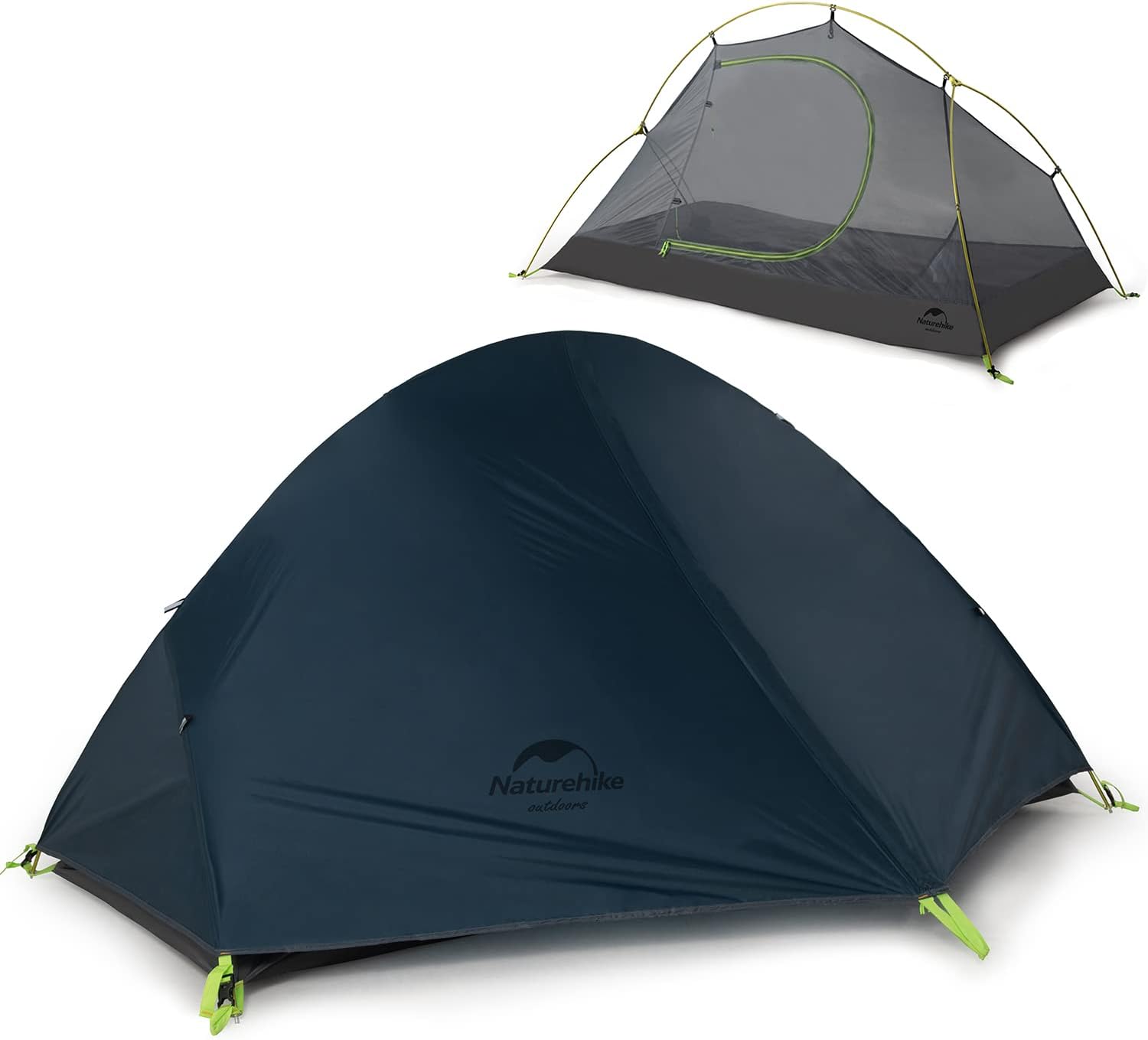 Naturehike 1 Person Camping Tent, Portable Compact Ultralight Folding Spacious Outdoor Waterproof Dome Tent for Backpacking, Hiking, Traveling, Cycling, Beach Setup Easily, 3-4 Seasons, with Footprint