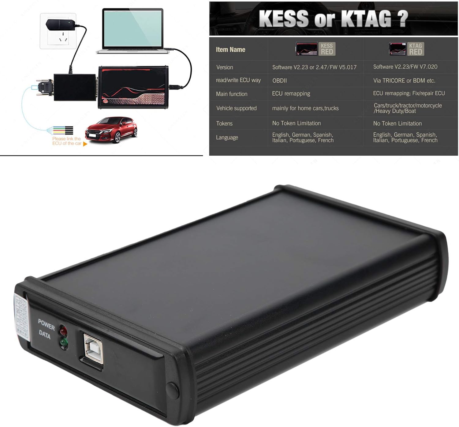 Ymiko ECU Programmer, Professional ECU Programmer No Tokens Need for Kess V2 EU Version Car Trucks Tractors Programming Upgrade Tool