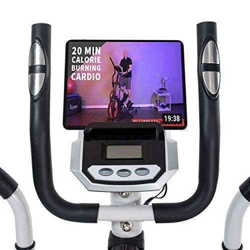 Sunny Health & Fitness 2-in-1 Magnetic Elliptical Upright Bike Essential Workout, Full-Body Exercise, Adjustable Seat Plus Multi-Function Digital Monitor, Optional SunnyFit App Bluetooth Connectivity