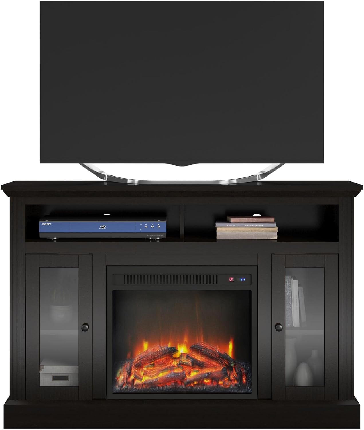Ameriwood Home Chicago Electric Fireplace TV Console for TVs up to a 50, Espresso,1764096PCOM