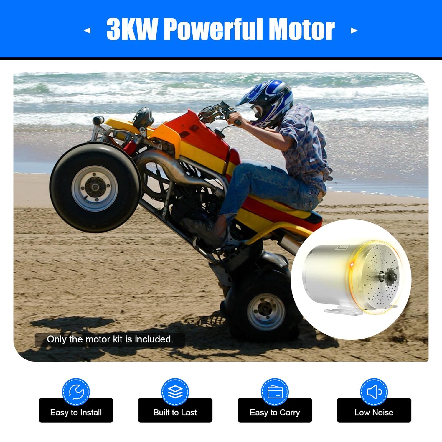 Brushless Motor Kit with Controller and Throttle 48-72V 3000W 6000RPM High Speed Motor Go Kart Electric Brushless Motor Kit for Electric Scooter E Bike Engine Motorcycle DIY Part Conversion Kit