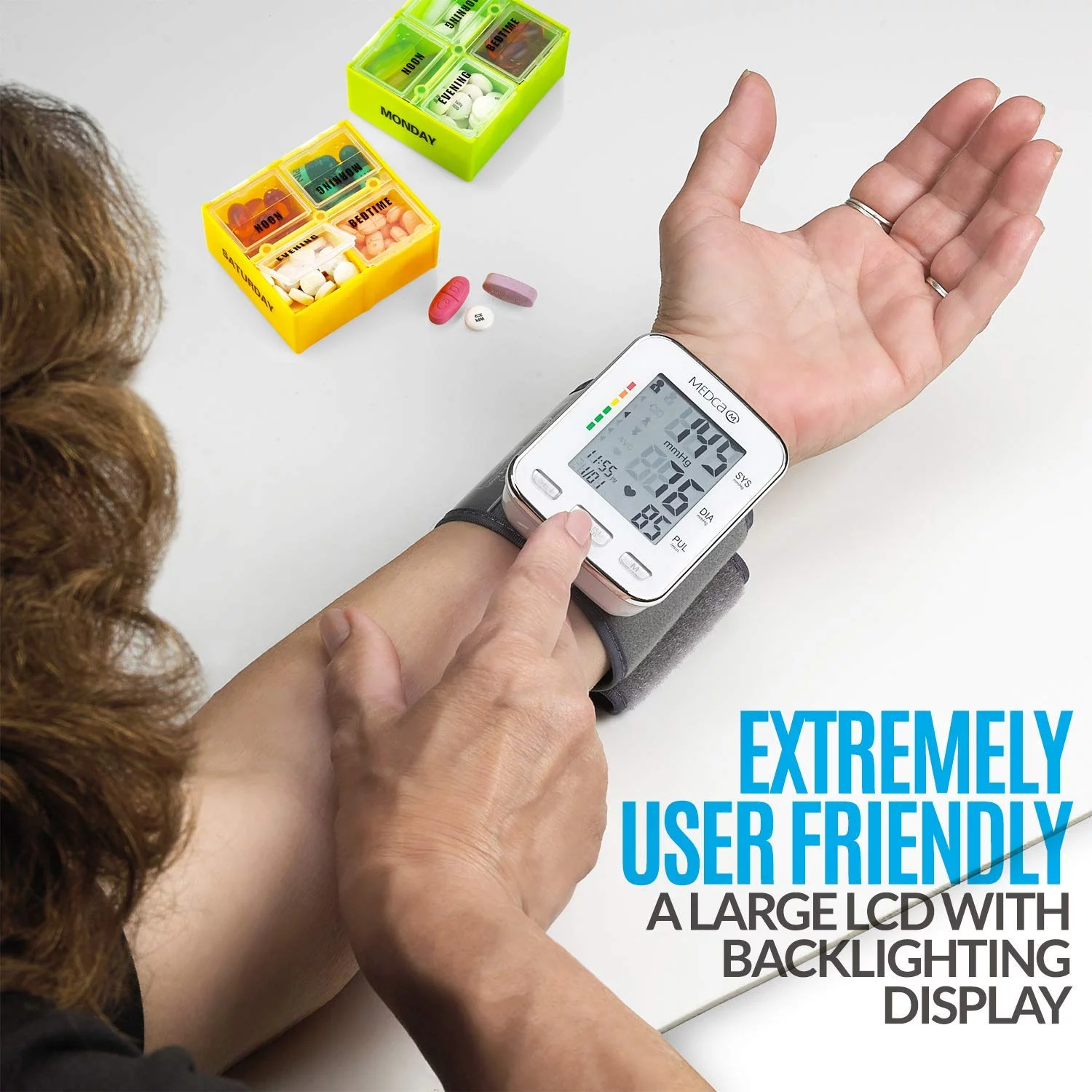 Blood Pressure Cuff Wrist with Monitor and Portable Fully Automatic BP Machine Band by MEDca - Curated Treasures Market