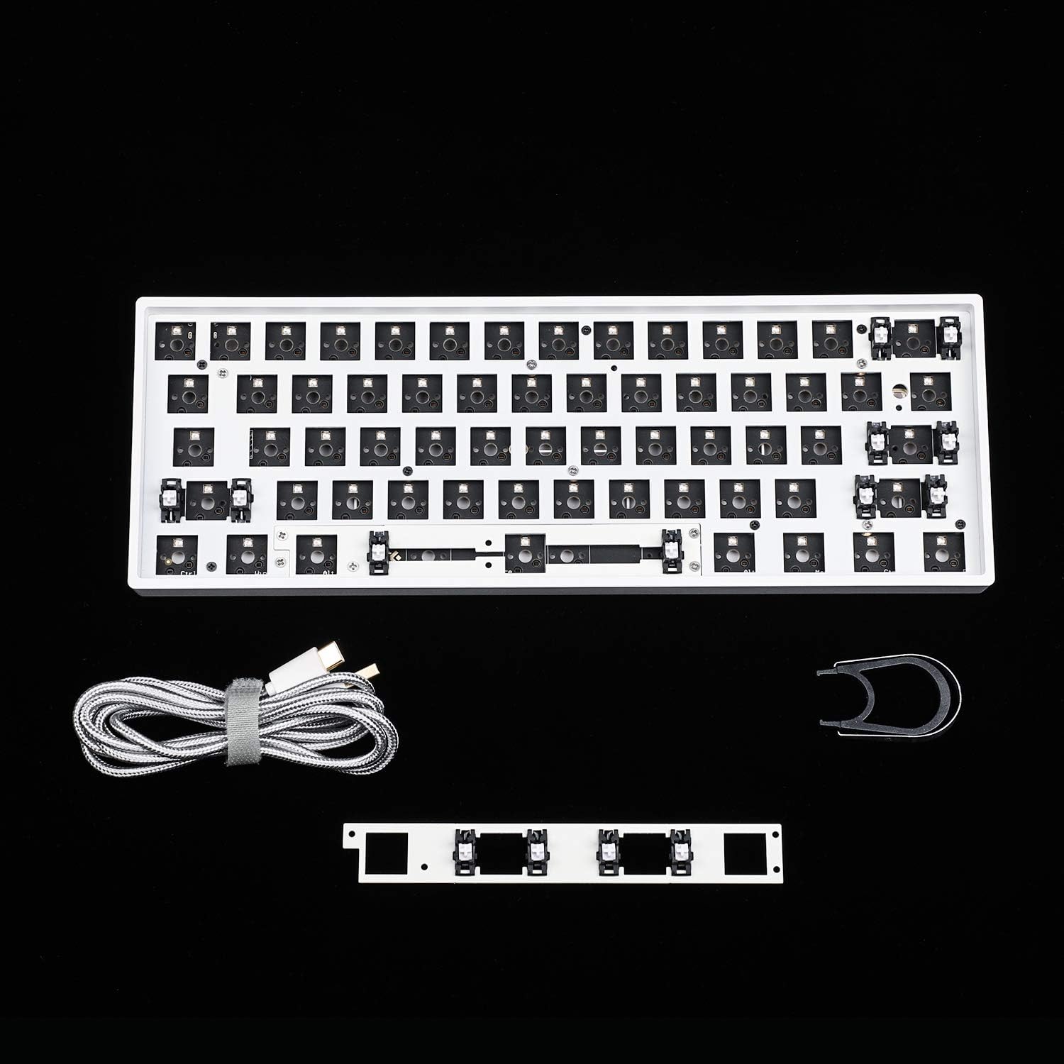GH60 GK61 RGB Hot Swap Independent Driver Tyce-C ANSI Mechanical Keyboard DIY kit Plastic Case CNC Aluminum Case Plate PCB (Plastic White GK61X Wired)