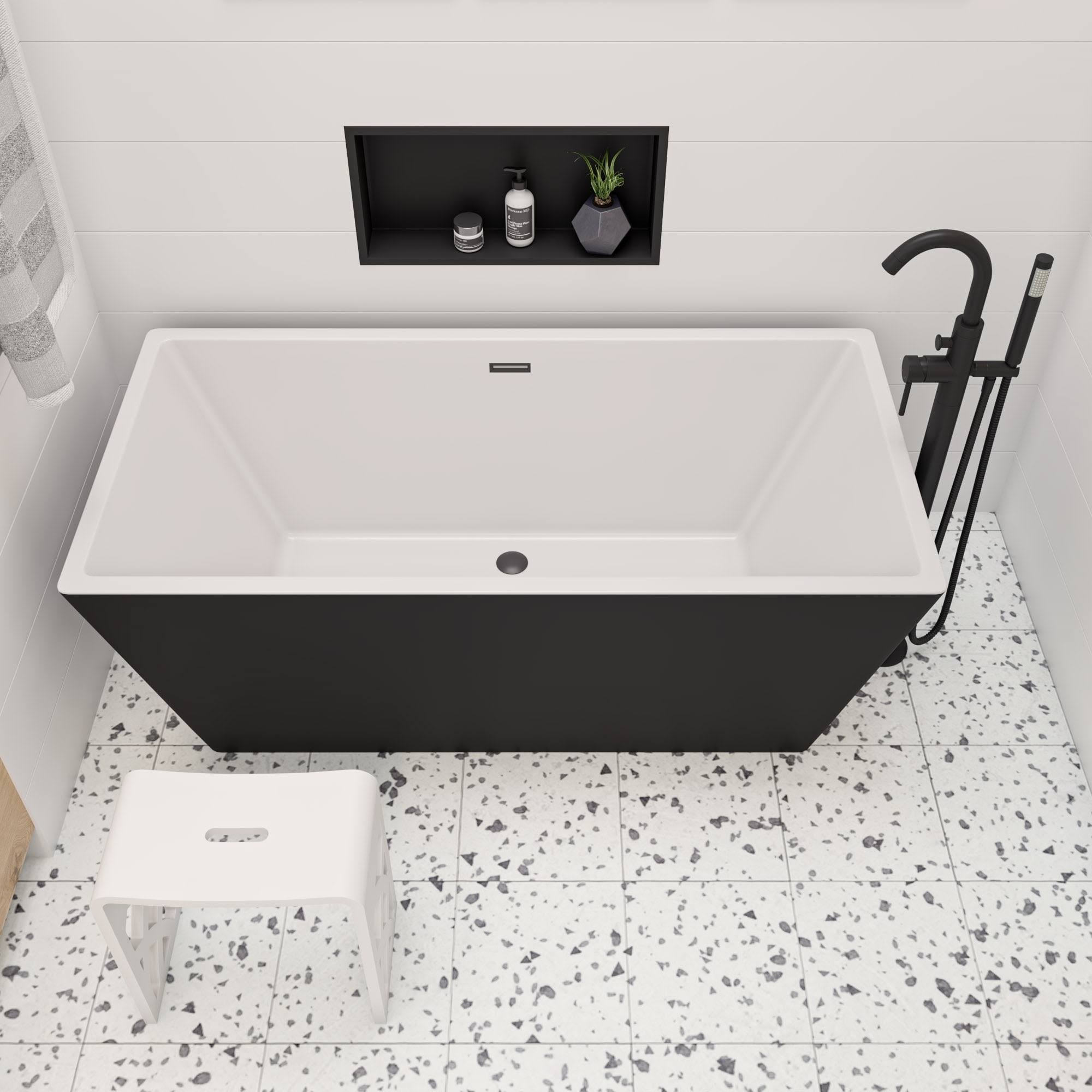 Alfi ABST88 Designer Solid Surface Resin Bathroom u0026 Shower Stool White Matte