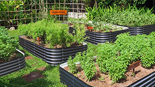 Olle Galvanized Raised Garden Bed Outdoor 32" Tall 12 in 1 Metal Raised Garden Planter Raised Bed for Growing Flowers Herbs Vegetables Bed Raised, Midnight Grey 32" Tall