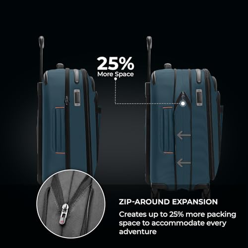 Briggs & Riley Domestic 22" Carry On Expandable Spinner - Luggage for Travel, Suitcases with Wheels, Softside Rolling Bag for Men & Women, Self-Repairing Zipper - ZDX Collection, Black