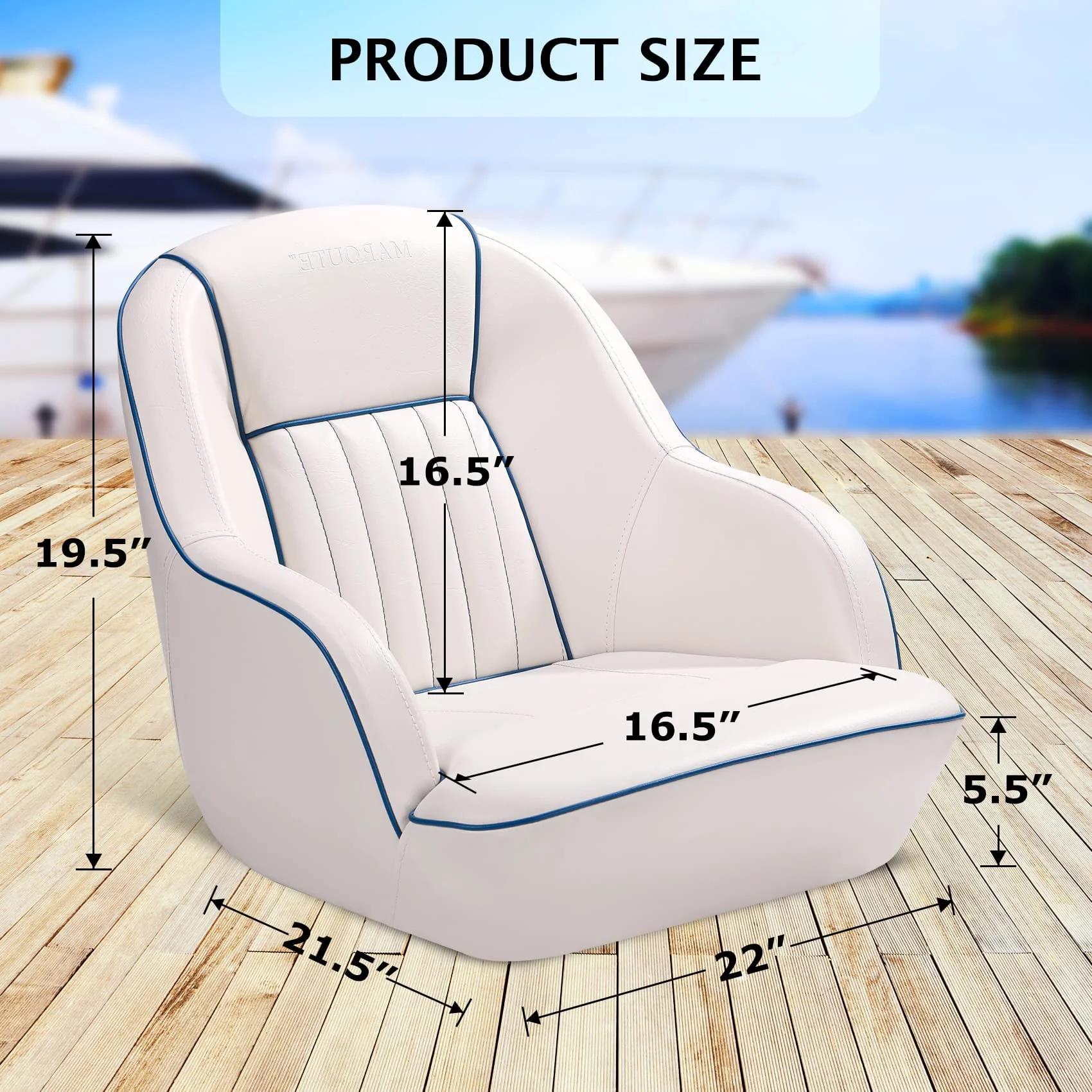Yesurprise Pontoon Boat Seat Captains Soft Bucket Boat Seat (White/Navy Blue)