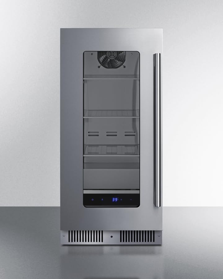 Summit 15 Inch Beverage Refrigerator with Glass Door, 1.9 Cu.ft., Shallow Depth Undercounter, Commercially Approved- SDHG1533