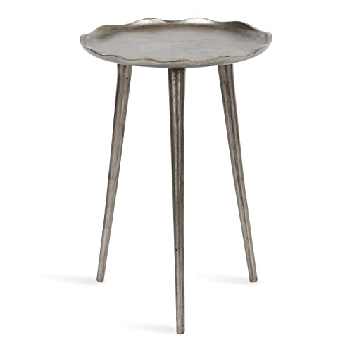Kate and Laurel Alessia Modern Round Metal Side Table, 15 x 15 x 22, Bronze, Decorative Glam Cast Aluminum End Table with Deckled Edge for Bedroom Nightstand or Living Room Accent