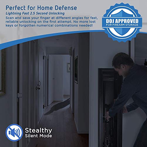 BARSKA Quick and Easy Access Biometric Fingerprint Rifle Shotgun Firearm Long Gun Safe for Home with Optional Silent Mode & Removable Shelf