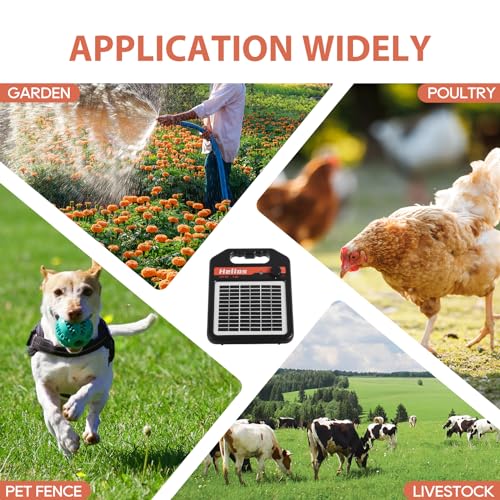 MINI250 15 Miles Solar Electric Fence Charger, 0.25 Joule Solar Fence Charger for Livestock, Pigs, Horses, Cattle Sheep, Solar Powered Electric Fence with Day or Night Mode, Easy Installation