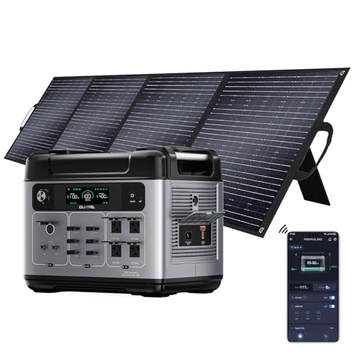 OUKITEL P2001 Plus 2400W Solar Generator with 200W Solar Panel, 2048Wh Solar power station with 4 AC Outlets (5000W Peak), 1.5H Full Charging, APP Control Battery Backup for Home, Camping & RVs