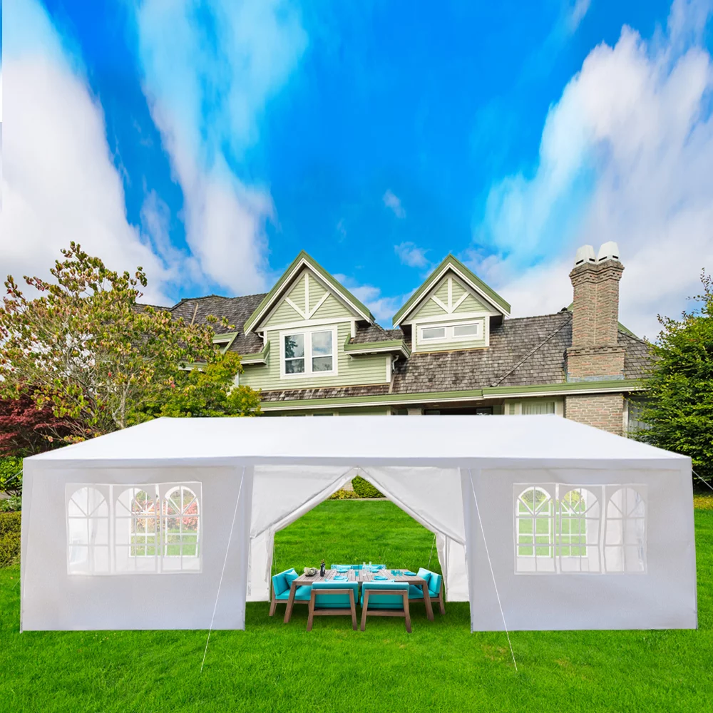 10'x30' Outdoor Party Tent, Wedding Patio Gazebo, Canopy Tent with 8 Removable Sidewalls and 2 Doors, Cater Events Pavilion with Transparent Windows, Waterproof, Easy Set