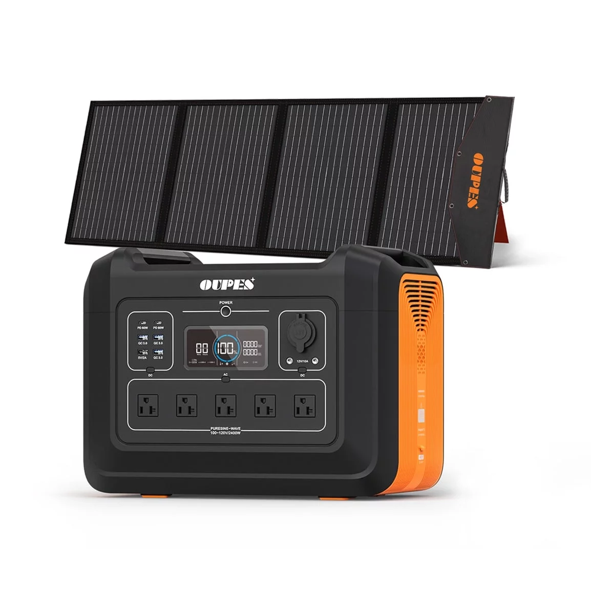 OUPES 2400W Solar Generator with 4*240W Panels Included, 2232Wh Portable Power Station with 5x 2400W AC Outlets for Outdoors Camping RV High-Power Appliances Emergency
