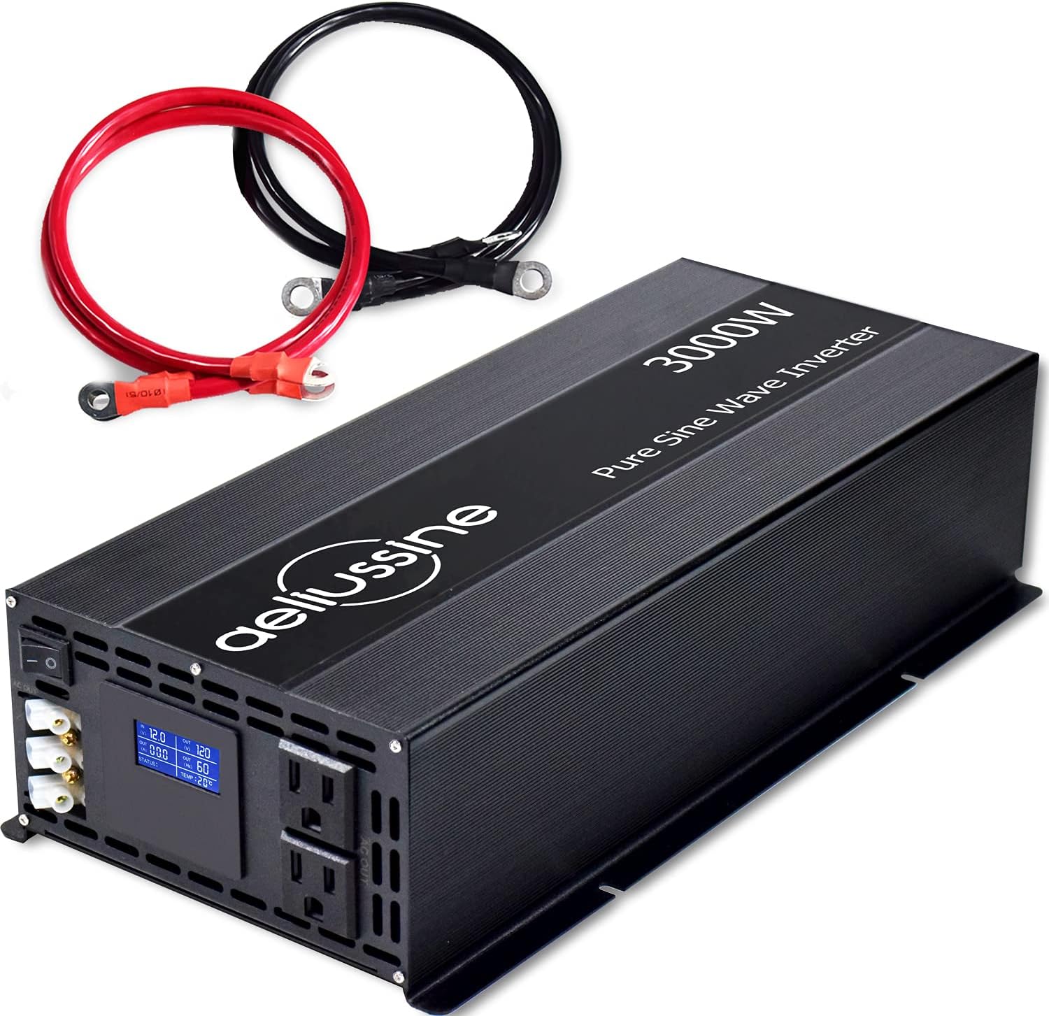 aeliussine 2000w Inverter Pure Sine Wave Power Inverter 48v dc to ac 110v 120v with Hardwire Terminal, LCD Display, for Car RV, Truck, Yacht, and Off Grid Solar Power System (2000w 48v)