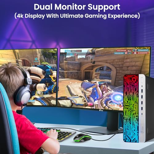 BTO RGB Gaming Desktop PC Bundle - Intel Core i5 6th Gen, 16GB DDR4 Ram, 1TB SSD, NVIDIA GeForce GTX 1050 Ti 4GB, New 24-inch Monitor - Prebuilt Gaming Computer, RGB Set - Windows 11 Pro (Renewed)