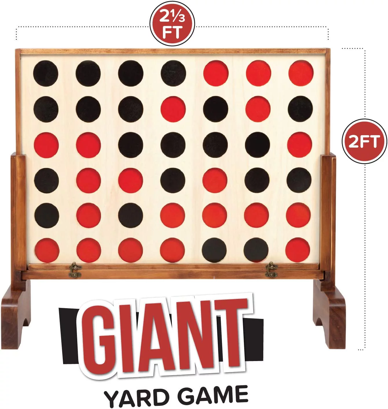 Giant Wooden 4 in a Row Game - Drop Four Connect Board Game Outdoor Game with Coins, Case and Rules