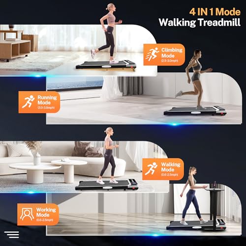 Walking Pad Treadmill with Incline, Under Desk Treadmills, Portable Treadmill for Home Office, Walking Pad 4 in 1 Treadmill for Walking Running, 2.5HP Compact Treadmill with Remote Control