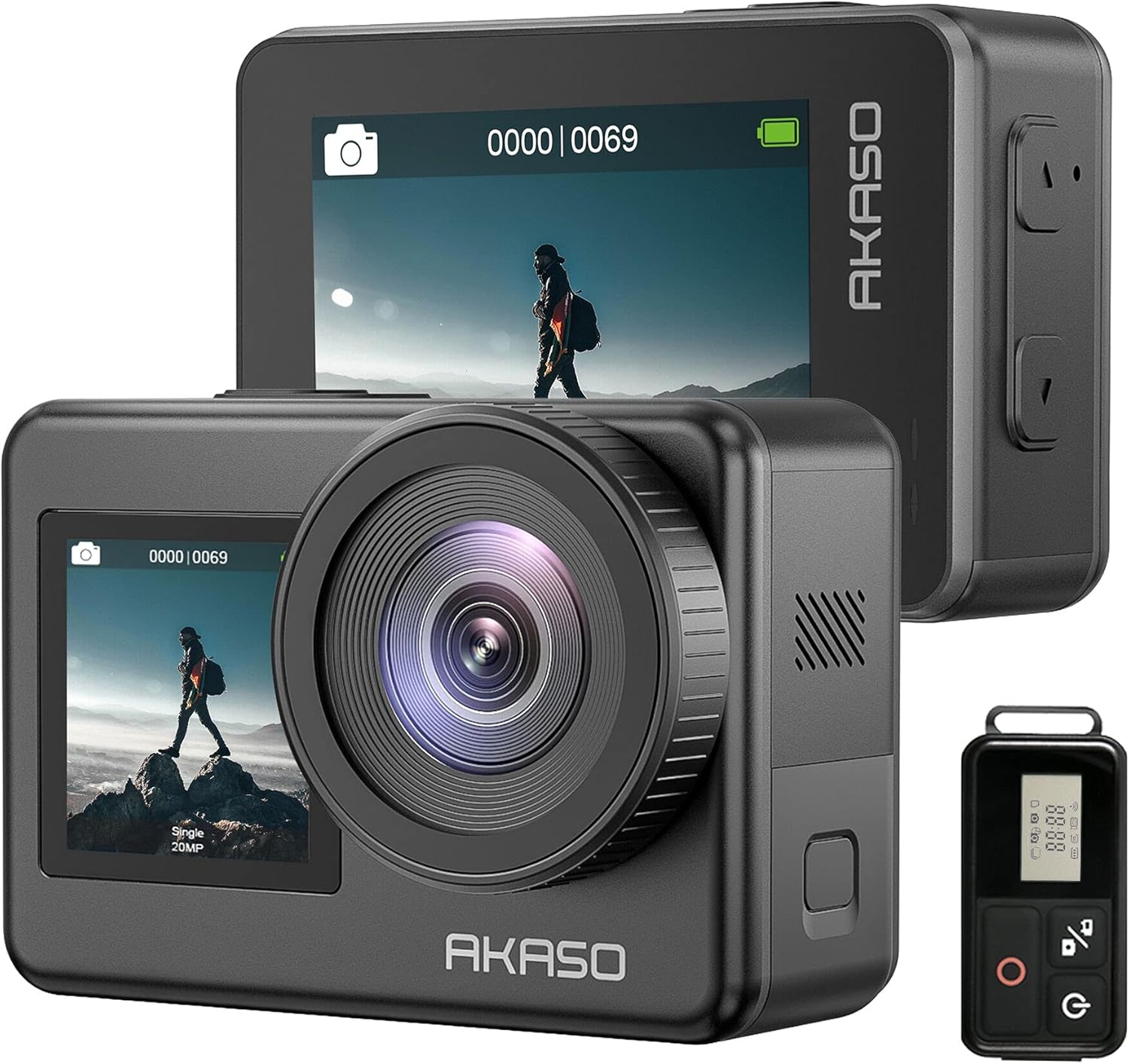 AKASO Brave 7 4K30FPS 20MP WiFi Action Camera with Touch Screen IPX8 33FT Waterproof Camera EIS 2.0 Zoom Support External Mic Voice Control with 2X 1350mAh Batteries Vlog Camera