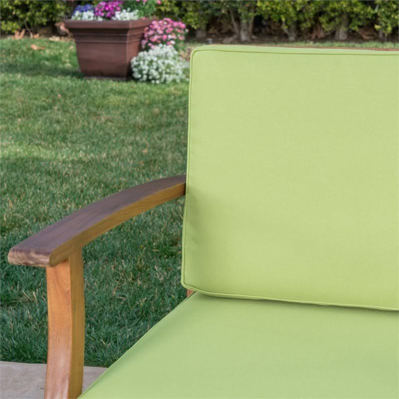Noble House Perla 5 Piece Outdoor Acacia Wood Conversation Set in Green - 303731