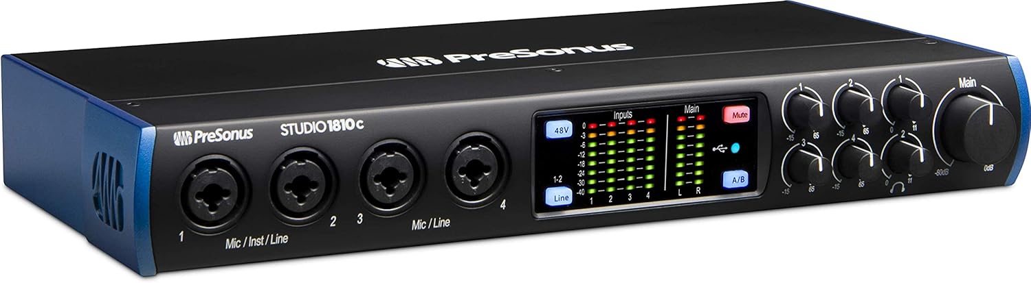 PreSonus Studio 24c 2x2, 192 kHz, USB Audio Interface with Studio One Artist and Ableton Live Lite DAW Recording Software