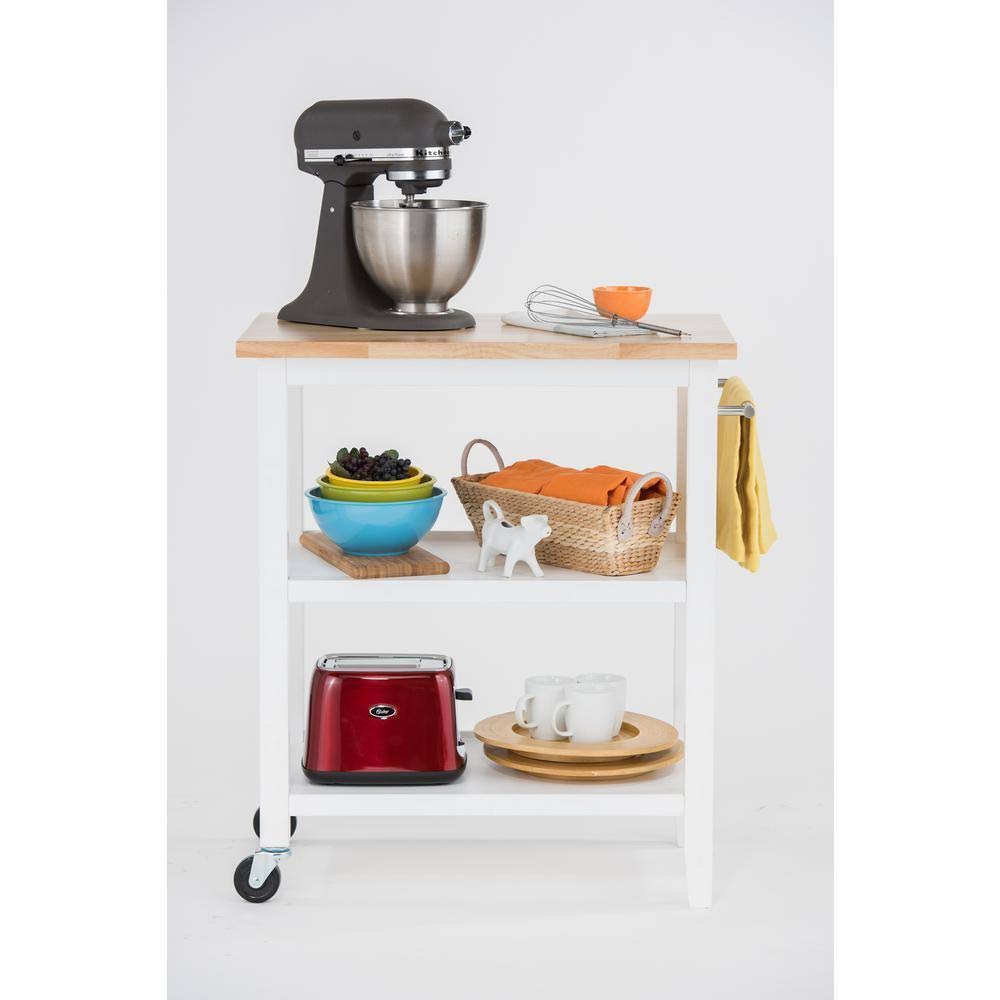 Trinity Wood Kitchen Cart - White